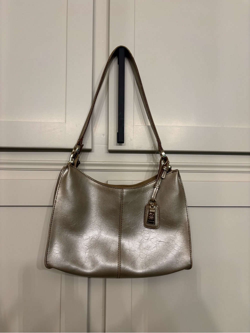 Liz Claiborne 1976 Metallic Hobo Shoulder Bag Retro Y2K Faux Leather Vintage